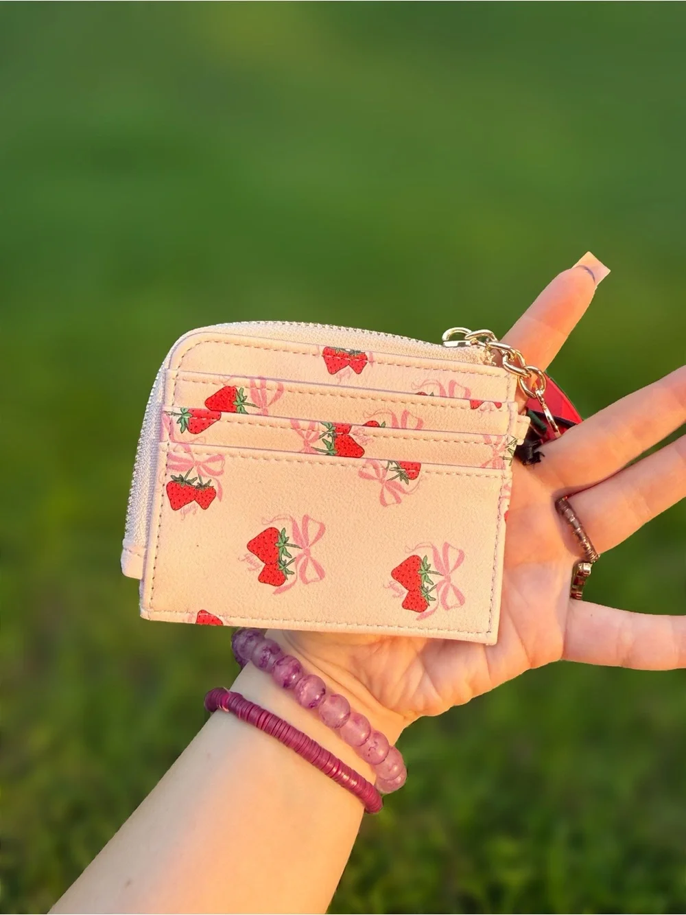 Juicy Couture Pink Strawberry Wristlet Card Holder With Coin Pouch